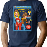 Who Gives A Sht T-Shirt - Retro Graphic Tee for Men & Women - Navy