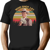 Who Shot J R Shirts J. R. Ewing Dallas Shirt Movie Poster Gifts Funny Shirts Custom Shirt 70s Vintage Retro Movie T Shirt - Black