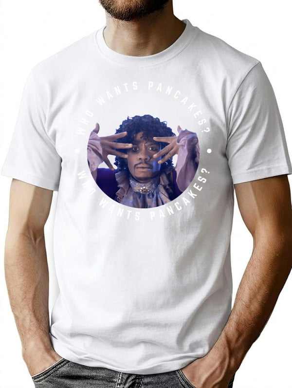 Who Wants Pancakes T-Shirt - Retro Graphic Tee for Men & Women - White