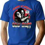 Whos Da Mastaaa Retro Bootleg Graphic T-Shirt - Blue