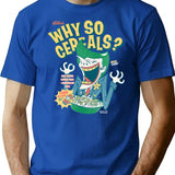 Why So Cereals T-Shirt - Retro Graphic Tee for Men & Women - Blue