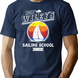 Wiley's Sailing School T-Shirt - Retro Graphic Tee for Men & Women - Navy