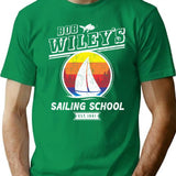 Wiley's Sailing School T-Shirt - Retro Graphic Tee for Men & Women - Green