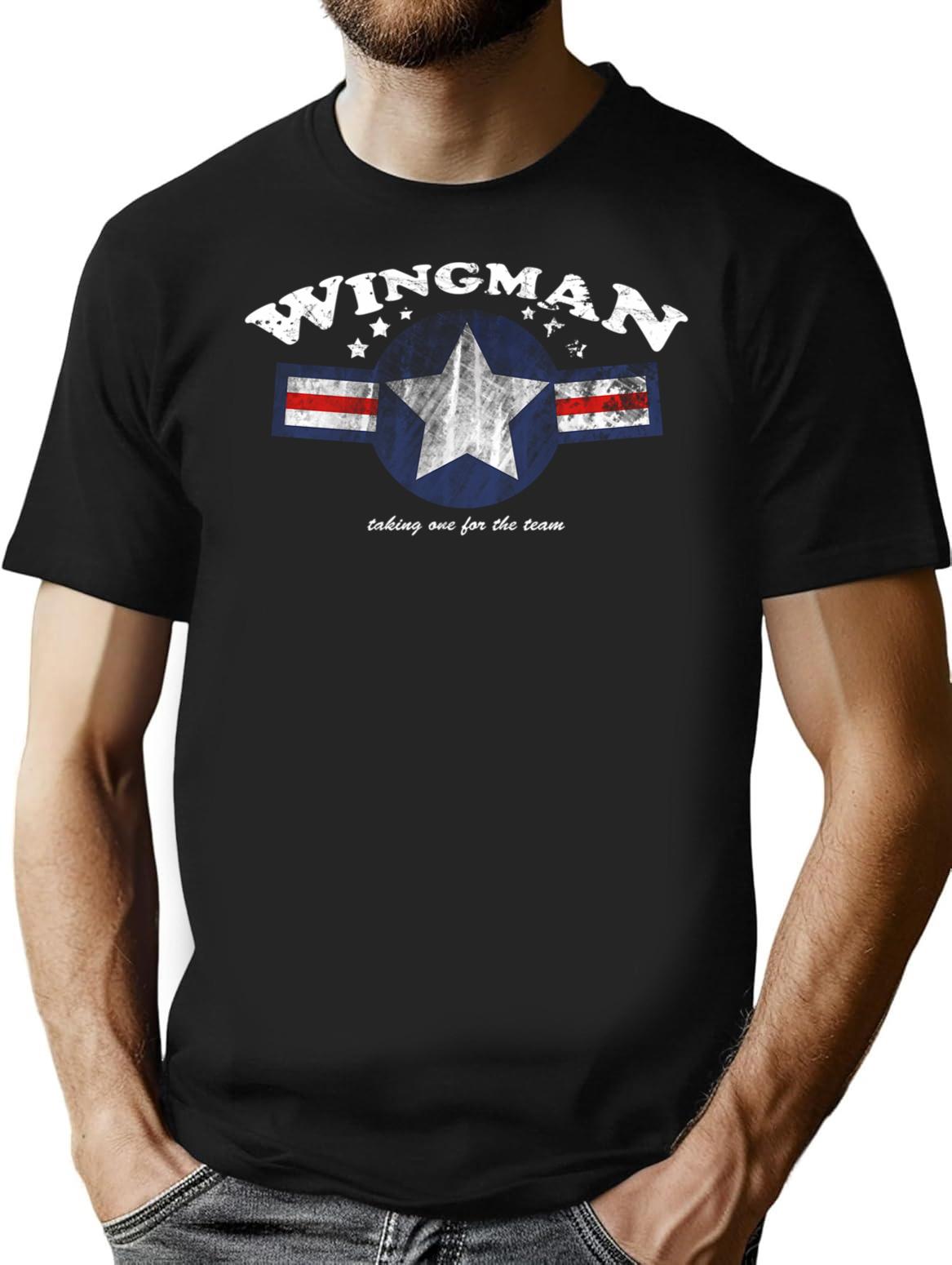 Wingman T-Shirt - Retro Graphic Tee for Men & Women - Black