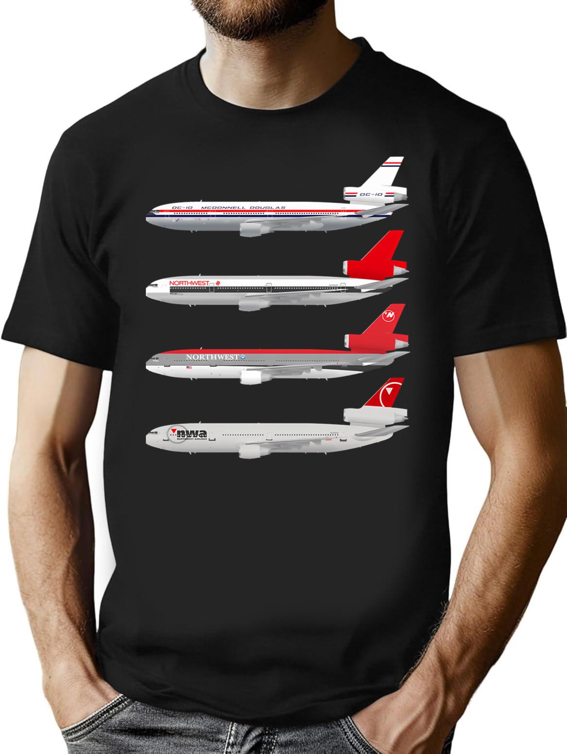 Wings In Uniform - Dc-10 - Northwest Airlines - Through The Ages Classic T-shirt.png - Black