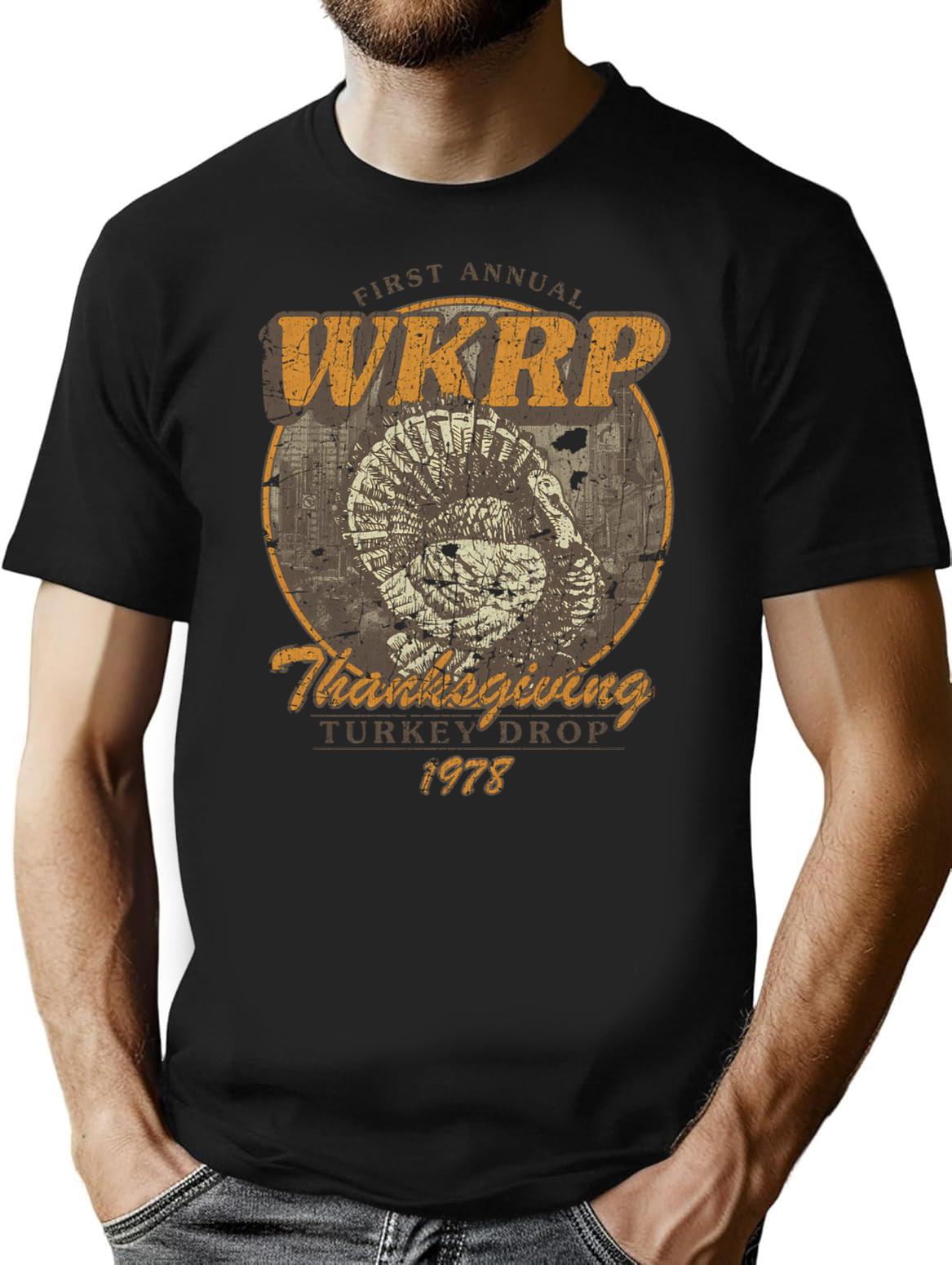 Wkrp Turkey Drop 1978 T-Shirt - Retro Graphic Tee for Men & Women - Black