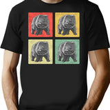 Wombat Vintage Gift Australia Marsupial T-Shirt - Retro Graphic Casual Tee - Black