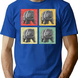 Wombat Vintage Gift Australia Marsupial T-Shirt - Retro Graphic Casual Tee - Blue