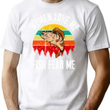 Women Love Me Fish Fear Me Funny Vintage Fishing T-Shirt - White