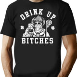 Women's St. Patrick's Day Drink Up Bitches Shirt T-Shirt - Black