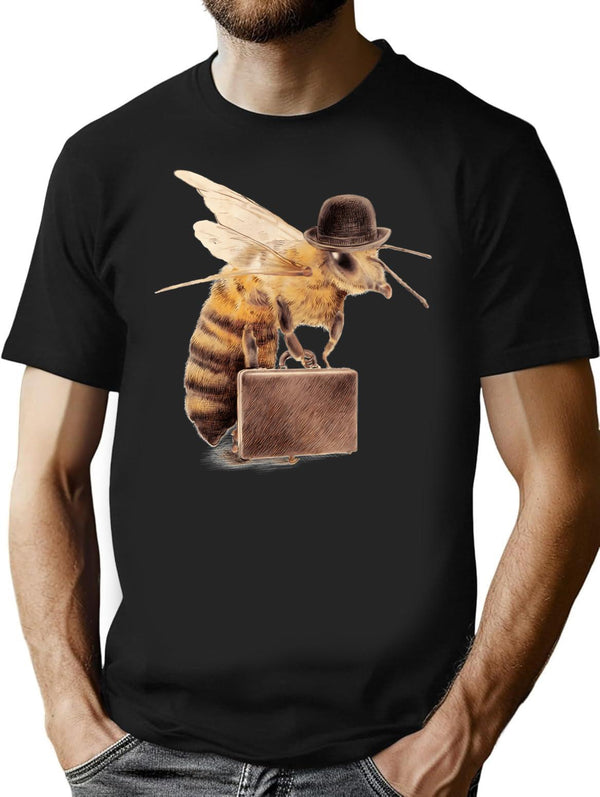 Worker Bee T-Shirt - Retro Graphic Tee for Men & Women - Black