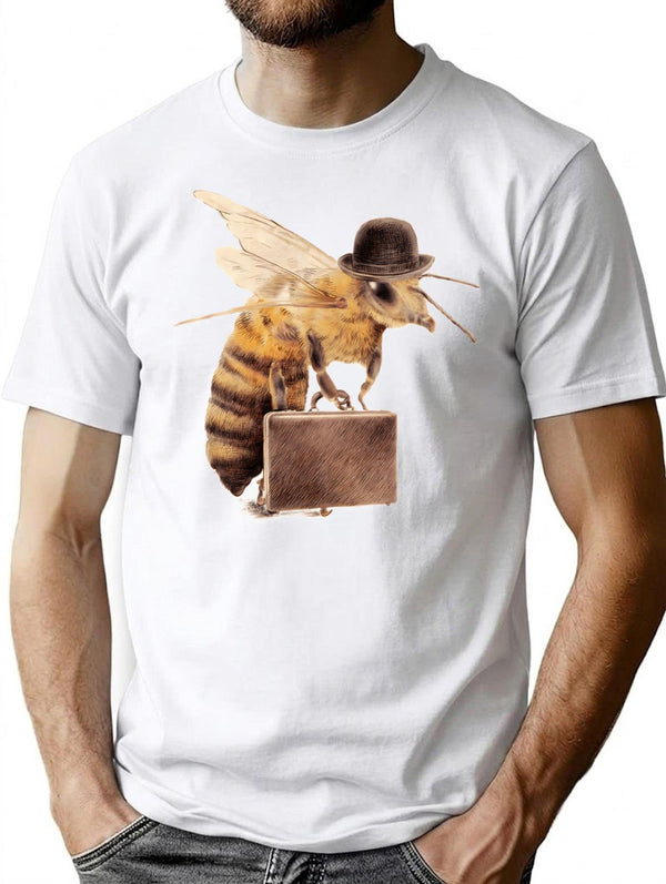 Worker Bee T-Shirt - Retro Graphic Tee for Men & Women - White