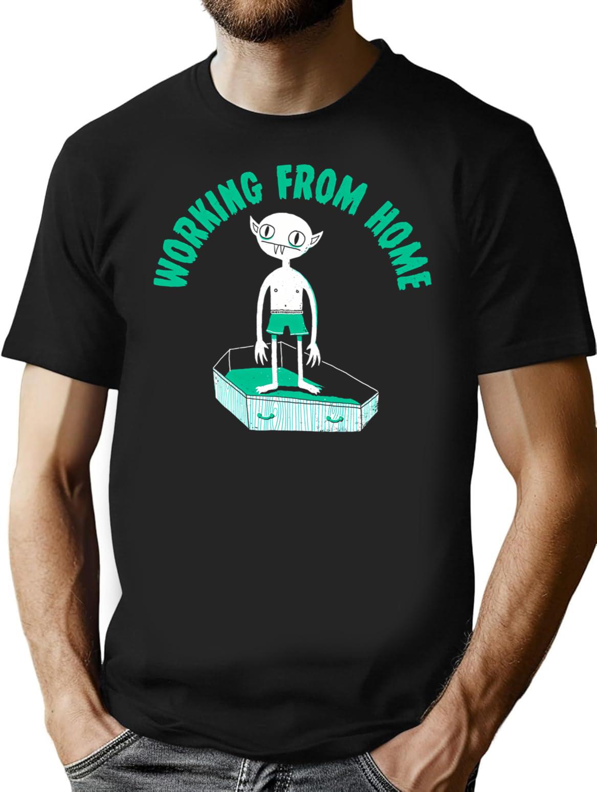 Working From Home T-Shirt - Retro Graphic Tee for Men & Women - Black