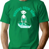 Working From Home T-Shirt - Retro Graphic Tee for Men & Women - Green