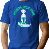 Working From Home T-Shirt - Retro Graphic Tee for Men & Women - Blue