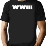World War 3 White Bold Typography T-Shirt - Black