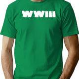 World War 3 White Bold Typography T-Shirt - Green