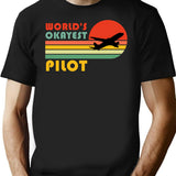 World's Okayest Pilot Funny Pilot Retro Vintage Gift T-Shirt - Black