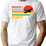 World's Okayest Pilot Funny Pilot Retro Vintage Gift T-Shirt - White