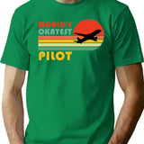 World's Okayest Pilot Funny Pilot Retro Vintage Gift T-Shirt - Green