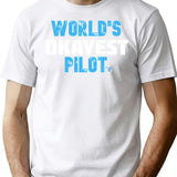 World's Okayest Pilot Funny Pilot T-Shirt - Sarcastic Humor Graphic Tee - White