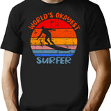 World's Okayest Surfer Funny Vintage Surfing Gift T-shirt - Black
