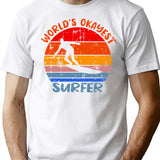 World's Okayest Surfer Funny Vintage Surfing Gift T-shirt - White