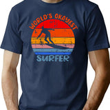 World's Okayest Surfer Funny Vintage Surfing Gift T-shirt - Navy