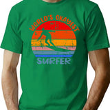World's Okayest Surfer Funny Vintage Surfing Gift T-shirt - Green