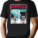 Worm On A String Meme Wormzilla Retro Japanese Style T-Shirt - Black