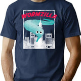 Worm On A String Meme Wormzilla Retro Japanese Style T-Shirt - Navy