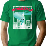 Worm On A String Meme Wormzilla Retro Japanese Style T-Shirt - Green