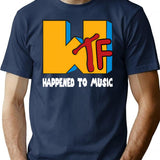 Wtf Happened To Music T-Shirt - Retro Graphic Tee for Men & Women - Navy