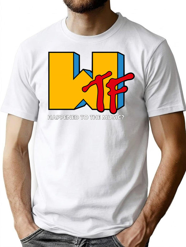 Wtf Happened To The Music T-Shirt - Retro Graphic Tee for Men & Women - White