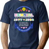 Xennial Crest T-Shirt - Retro Graphic Tee for Men & Women - Navy