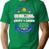 Xennial Crest T-Shirt - Retro Graphic Tee for Men & Women - Green