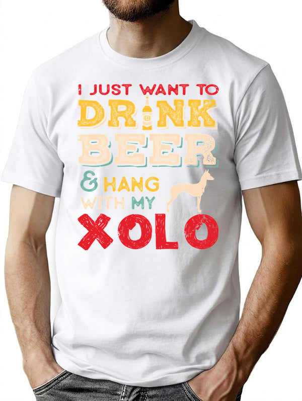 Xolo Mexican Hairless Dog Dad Beer Lover T-Shirt - White