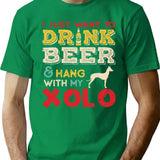 Xolo Mexican Hairless Dog Dad Beer Lover T-Shirt - Green