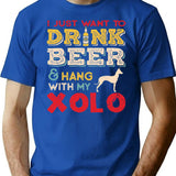 Xolo Mexican Hairless Dog Dad Beer Lover T-Shirt - Blue