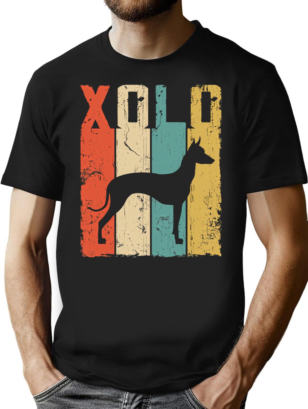 Xolo Xoloitzcuintle Mexican Hairless Dog Vintage Retro Style T-Shirt - Black