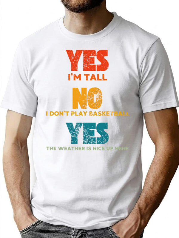 Yes I'm Tall No I Don't Play Basketball Retro Vintage T-Shirt - White