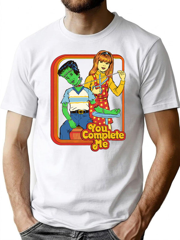 You Complete Me T-Shirt - Retro Graphic Tee for Men & Women - White