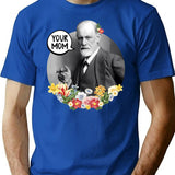 Your Mom - Freud T-Shirt - Retro Graphic Tee for Men & Women - Blue