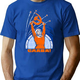 Yuri Gagarin Soviet Space Propaganda Poster T-Shirt - Blue