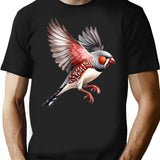 Zebra Finch T-Shirt - Retro Graphic Tee for Men & Women - Black