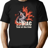 Zodiac Cow Bootleg Graphic T-Shirt - Black