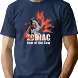 Zodiac Cow Bootleg Graphic T-Shirt - Navy