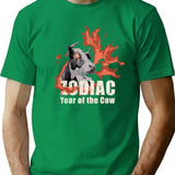 Zodiac Cow Bootleg Graphic T-Shirt - Green