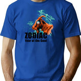 Zodiac Goat Bootleg Graphic T-Shirt - Blue