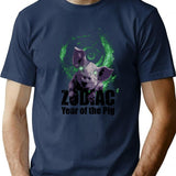 Zodiac Pig Bootleg Graphic T-Shirt - Navy